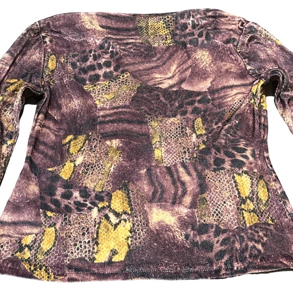 TOGO petite women's snake/leopard print velvet longsleeve, size small. - Picture 4 of 4